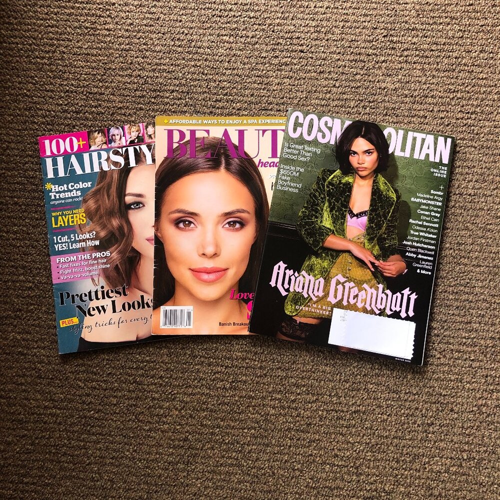 Cosmopolitan, Beauty & Hair Style Magazine, bundle of 3